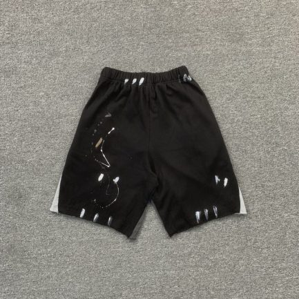 GALLERY DEPT LOGO WITH SPLASH INK BLACK SHORTS