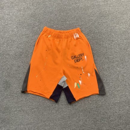 GALLERY DEPT LOGO WITH SPLASH INK ORANGE SHORTS