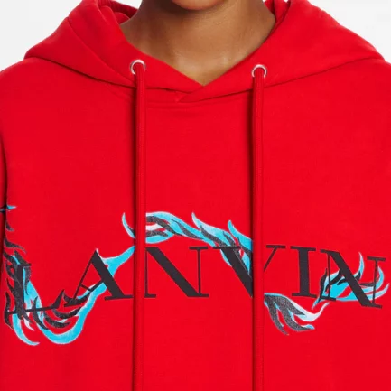 Lanvin Unisex Dragon Print Loose Fitting Hoodie