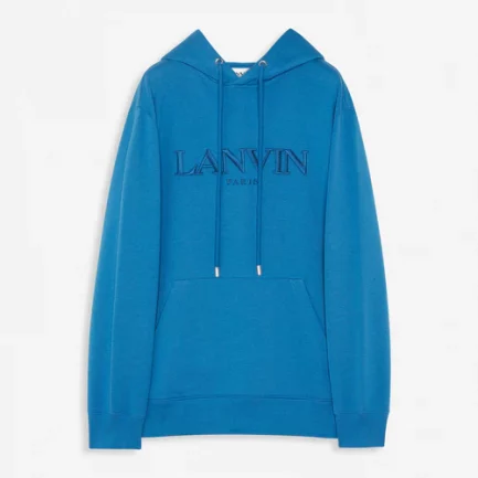 Oversized Embroidered Lanvin Paris Hoodie Blue